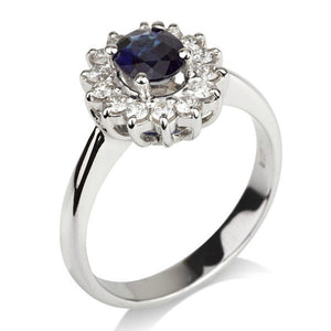 1.2 Carat 14K Yellow Gold Blue Sapphire & Diamonds "Yvette" Engagement Ring