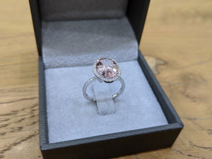 3.5 Carat 14K White Gold Morganite & Diamonds "Mika" Engagement Ring