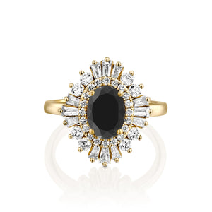 2.5 Carat 14K White Gold Black Diamond Oval "Gatsby" Engagement Ring