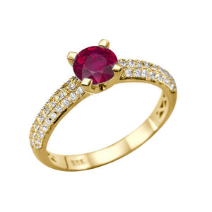 1.3 Carat 14K Rose Gold Ruby & Diamonds "Carmen" Engagement Ring