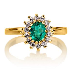 1.3 Carat 14K White Gold Emerald & Diamonds "Yvette" Engagement Ring