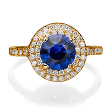 Load image into Gallery viewer, 1.1 Carat 14K White Gold Blue Sapphire &amp; Diamonds &quot;Marcia&quot; Engagement Ring | Diamonds Mine