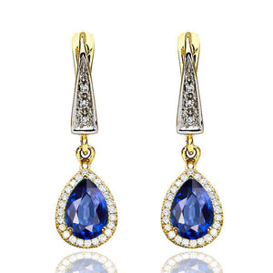 2 Carat 14K White Gold Blue Sapphire & Diamonds "Francie" Earrings | Diamonds Mine