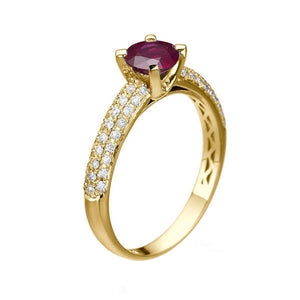 1.3 Carat 14K Yellow Gold Ruby & Diamonds "Carmen" Engagement Ring