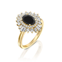 Load image into Gallery viewer, 1.75 Carat 14K Yellow Gold Black Diamond Oval &quot;Gatsby&quot; Engagement Ring