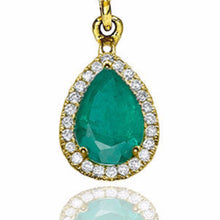 Load image into Gallery viewer, 2 Carat 14K Yellow Gold Emerald &amp; Diamonds &quot;Francie&quot; Earrings