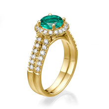 Load image into Gallery viewer, 1.46 Carat 14K Rose Gold Emerald &amp; Diamonds &quot;Deborah&quot; Engagement Ring