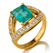 Load image into Gallery viewer, 2.5 Carat 14K White Gold Emerald &amp; Diamonds &quot;Vera&quot; Engagement Ring